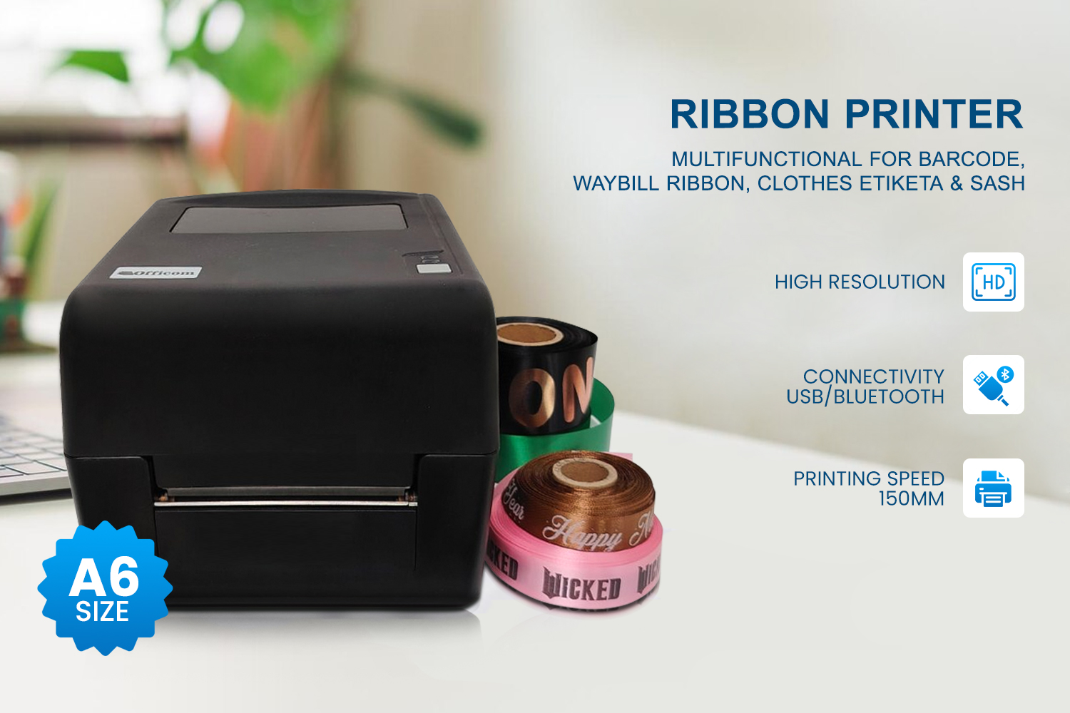 OFFICOM Ribbon Printer Multifunctional for Barcode, Waybill Ribbon ...