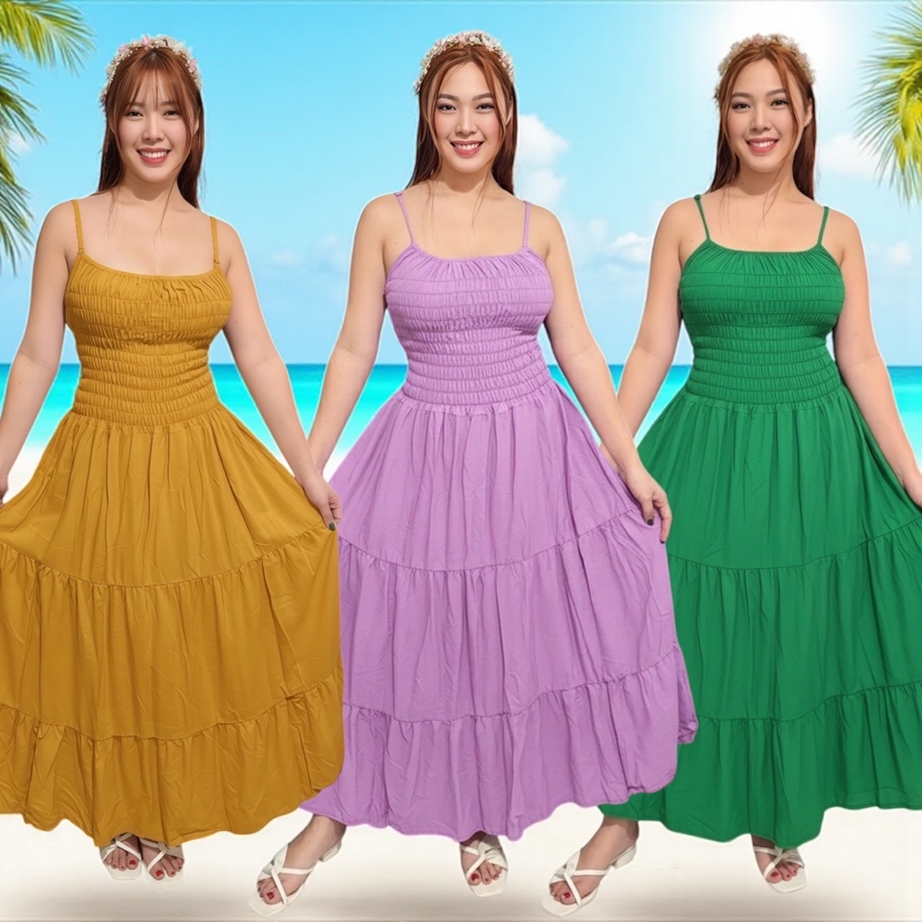 Reese dress S-2XL adjustable strap garterized smocked bust and waist ...
