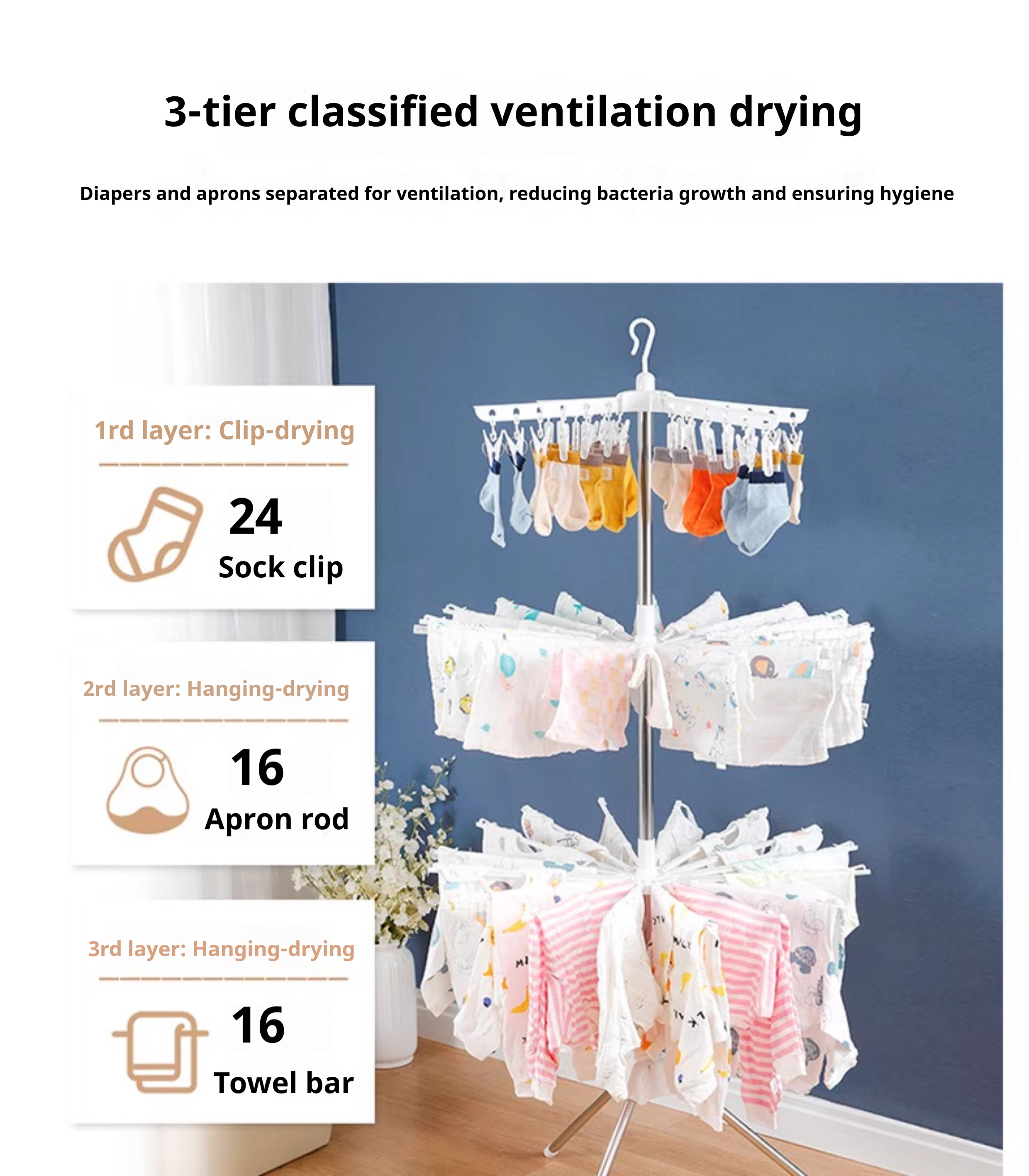 SPACEMADER Baby Clothes Drying Rack Foldable Clothes Baby Sampayan For ...