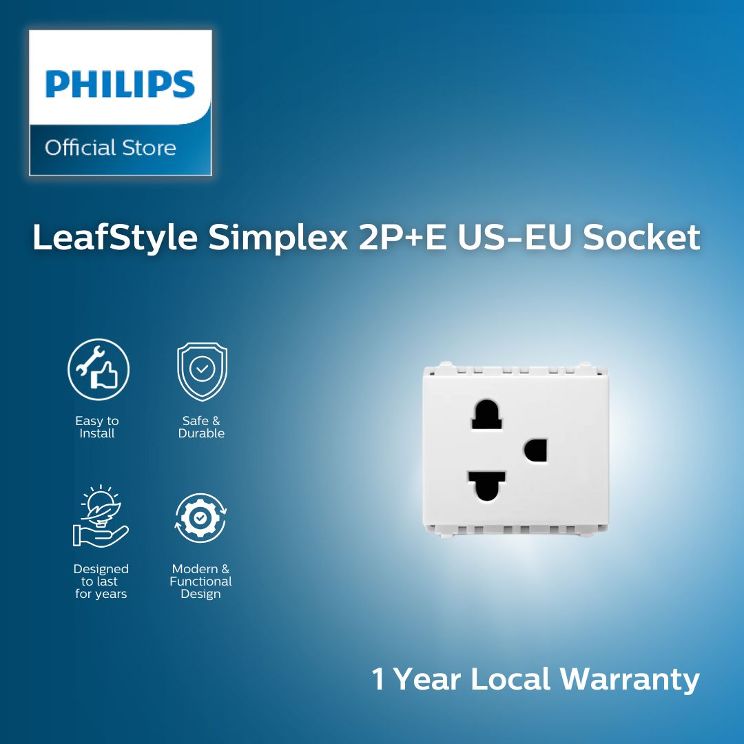 Philips LeafStyle Simplex 2P+E US-EU Socket | Shopee Philippines