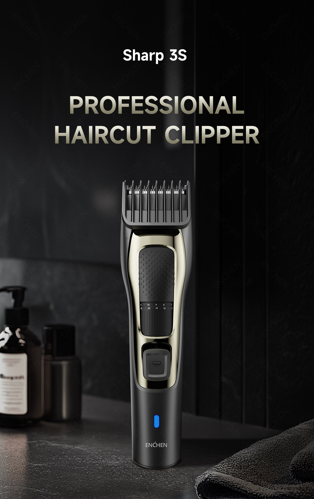 ENCHEN Electric Hair Trimmer Sharp 3S Rotation Adjustment Length Hair ...