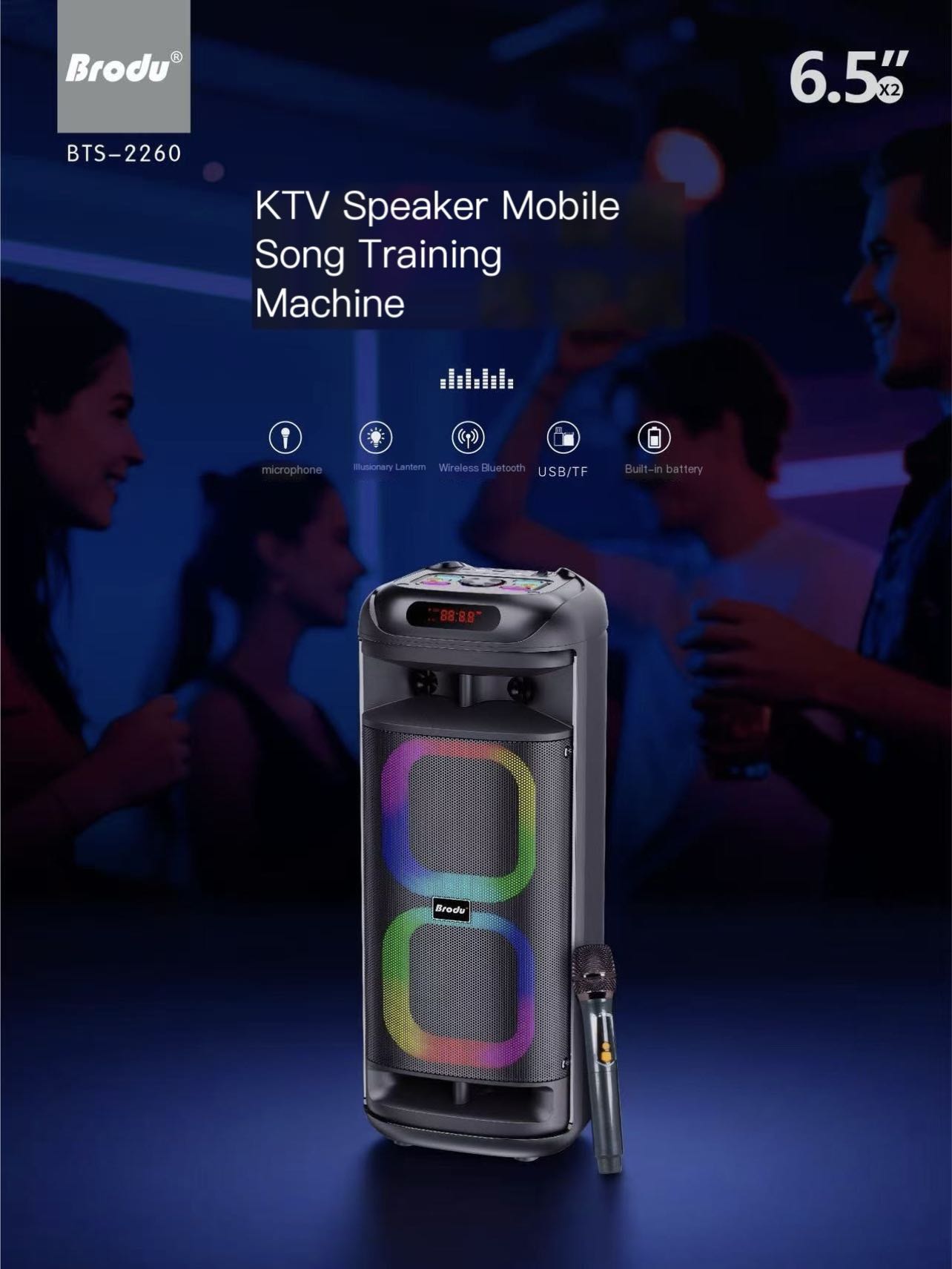 Brodu BTS-2260 outdoor Karaoke sound system Bluetooth Speakers with 1 ...