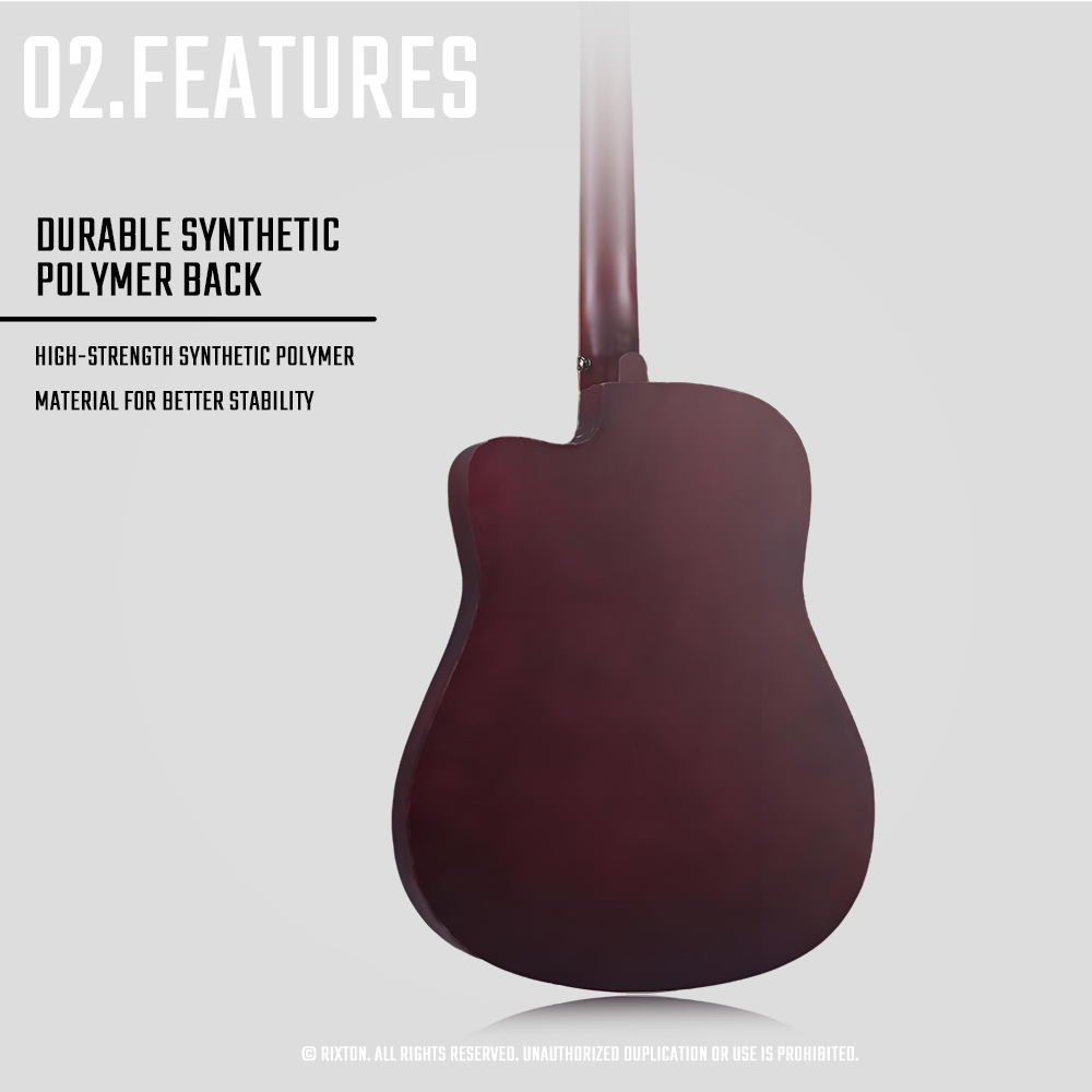 RIXTON 38 Inches Guitar Adjustable Action Acoustic Guitar Complete Sets ...