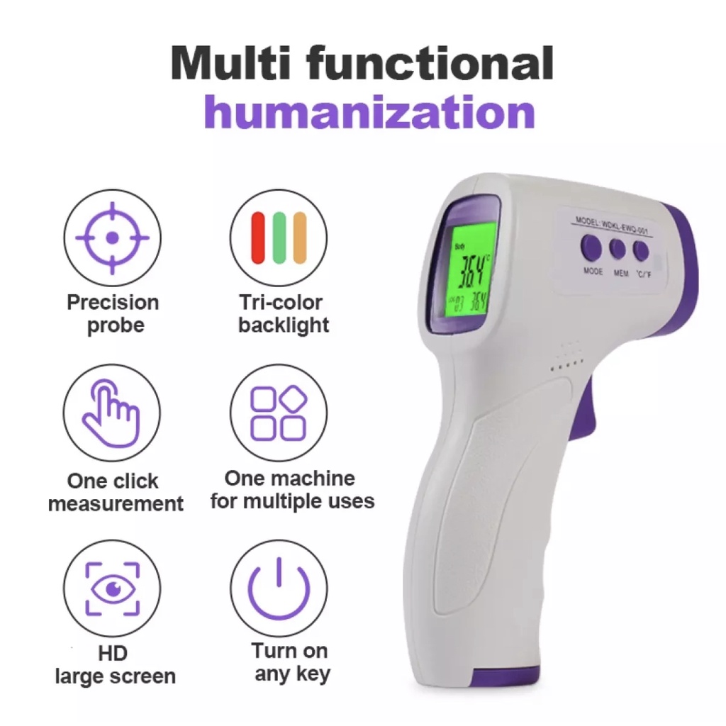 Non Contact Digital Infrared Thermometer | 1 Second Fast Reading Fever ...