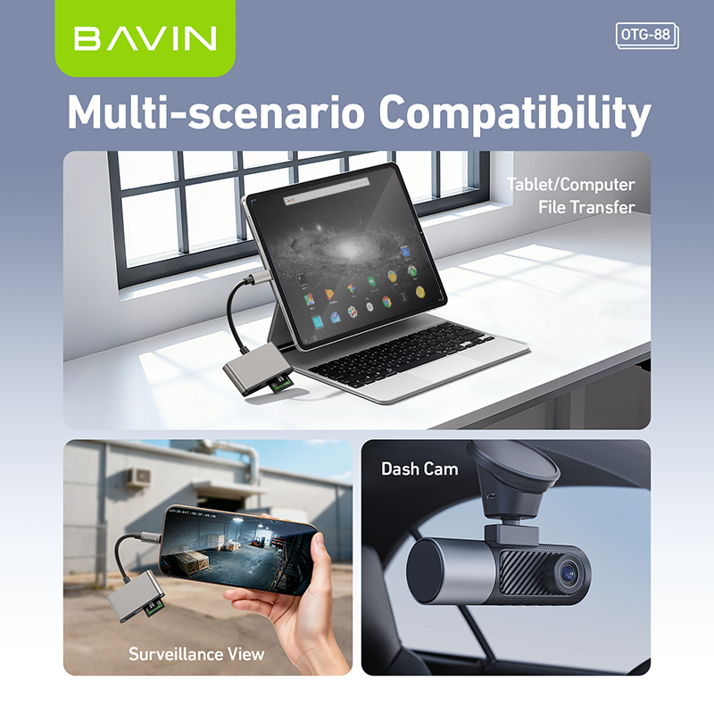 BAVIN O88 OTG 3in1 Card Reader Adapter for USB/TF/SD Card w/480Mbps ...