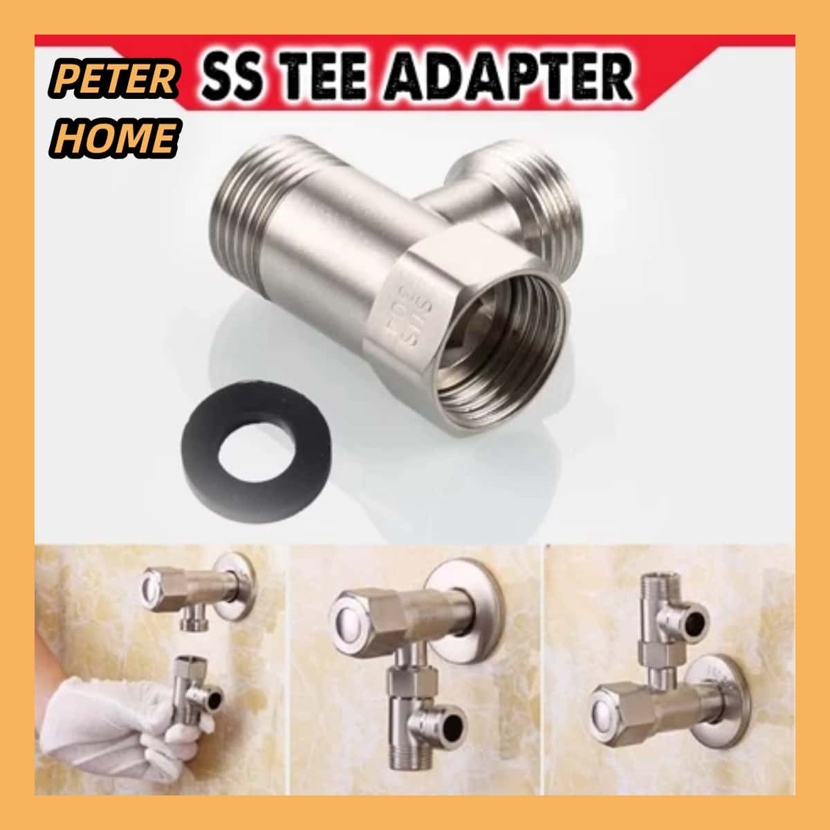 Tee Adapter Stainless Steel 3Way Tee Connector G1/2 T Valve Diverter ...