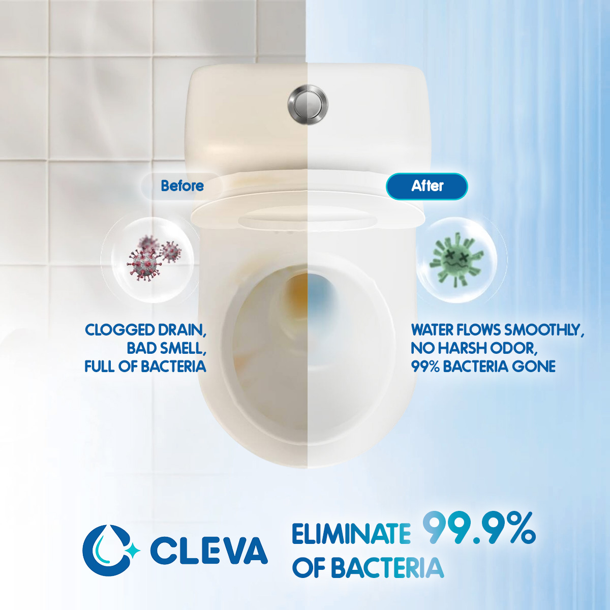 COMBO 4 PCS Cleva Clogged Remover Drainage Pipe - Dissolves Calog ...