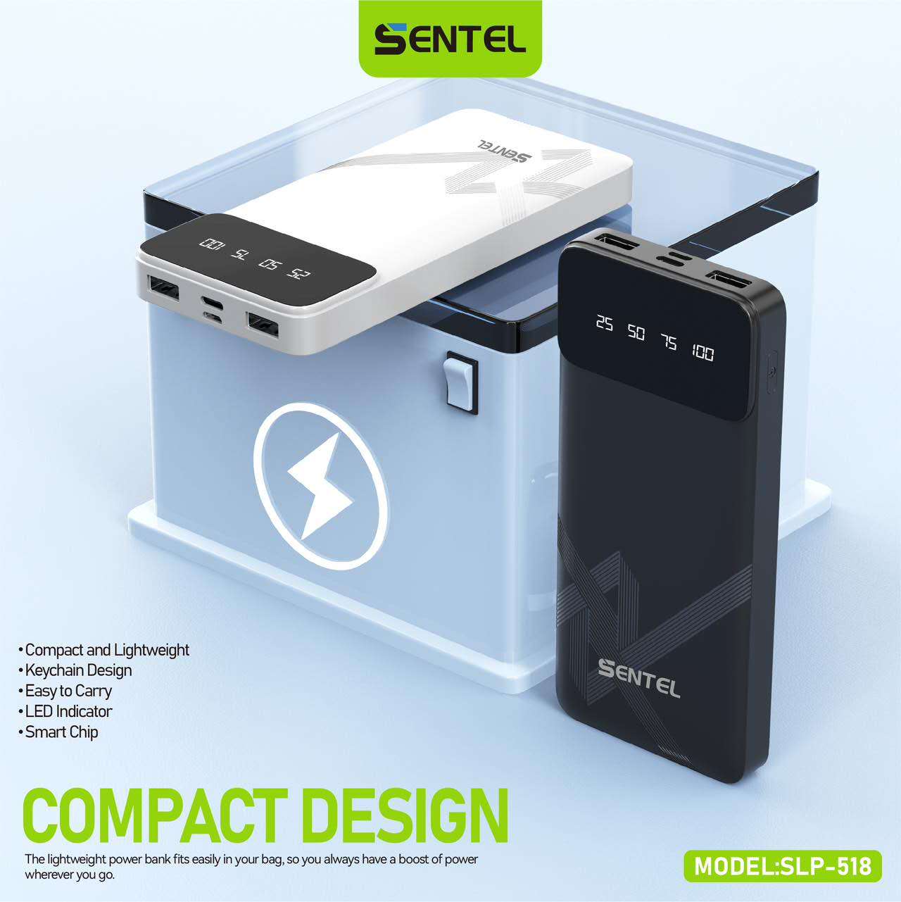 Sentel 10000mAh Powerbank Slim and Lightweight Fast Charging Power Bank ...