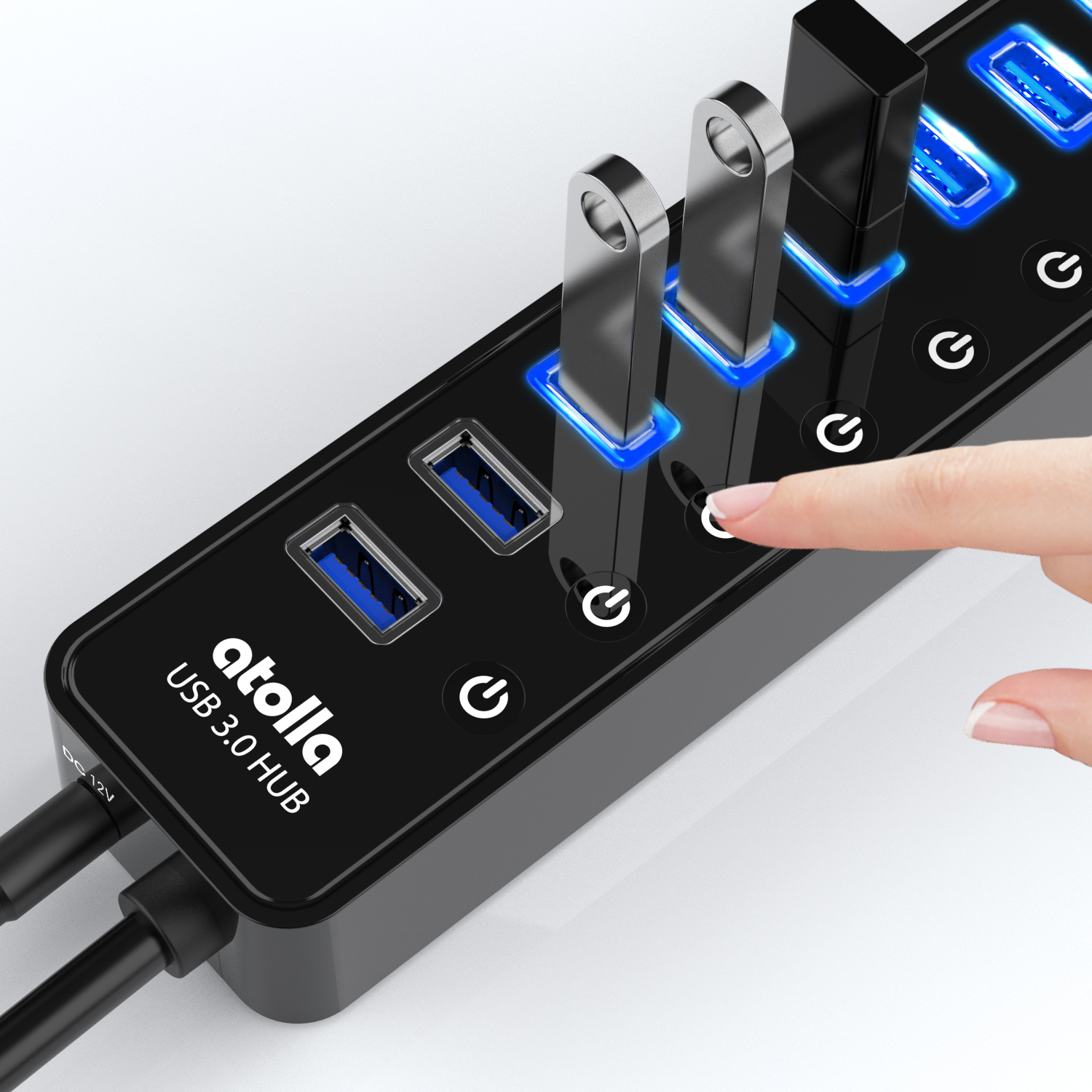 Powered USB Hub, 3.0 USB Port, Hubs Splitter with Individual Switches ...