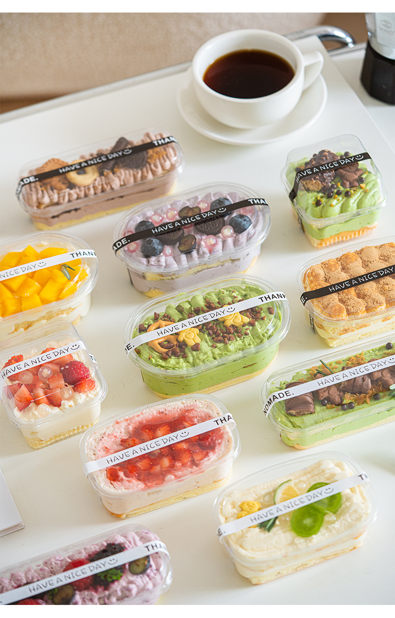 50Pcs Cake Container Loaf Deli Rectangle Box 300ML Clear Mousse Dessert ...