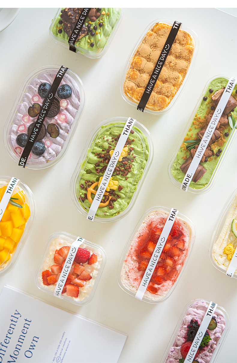 50Pcs Cake Container Loaf Deli Rectangle Box 300ML Clear Mousse Dessert ...