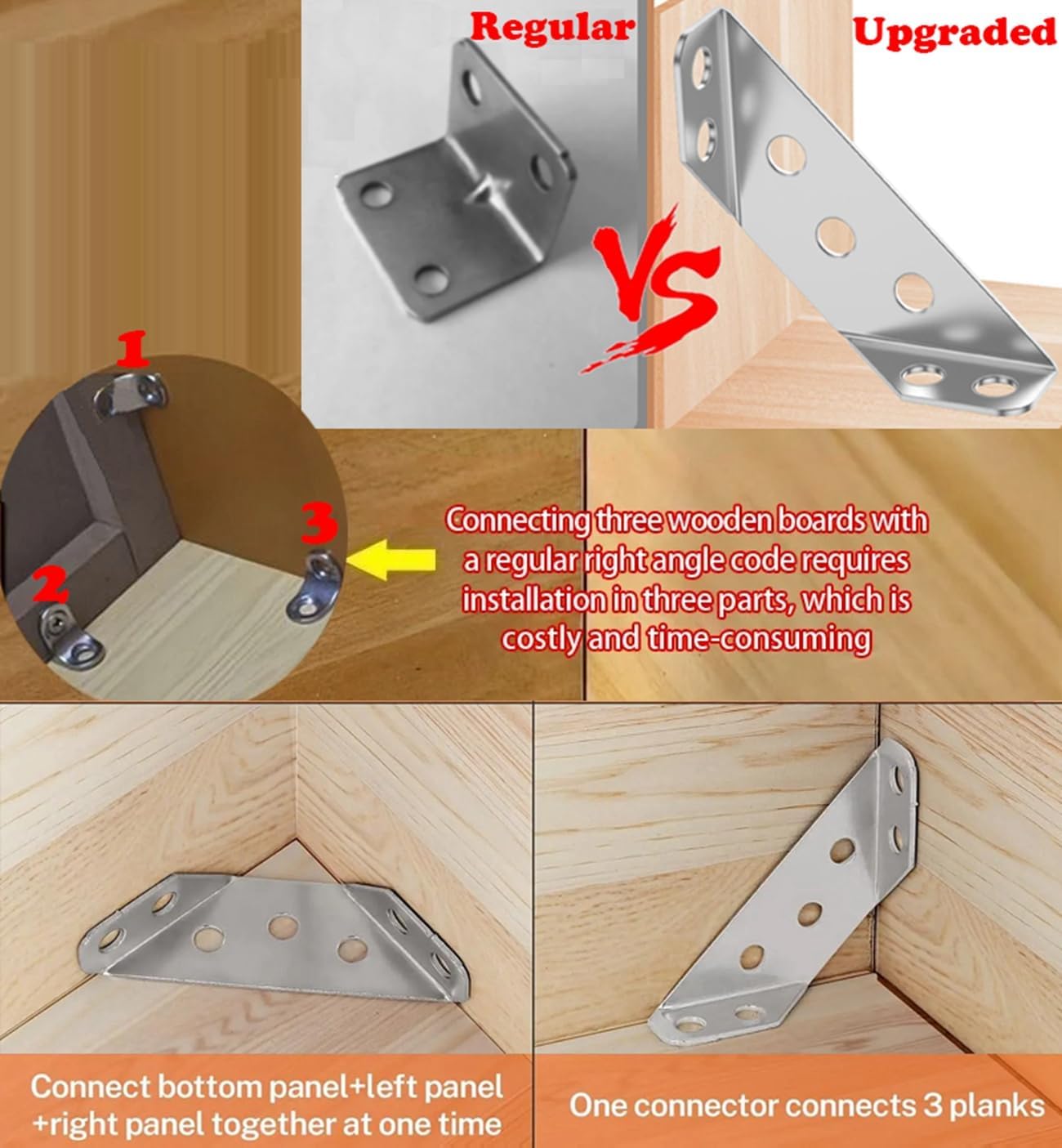 2mm Universal Stainless Steel Furniture Corner Connector with 6 Screws ...