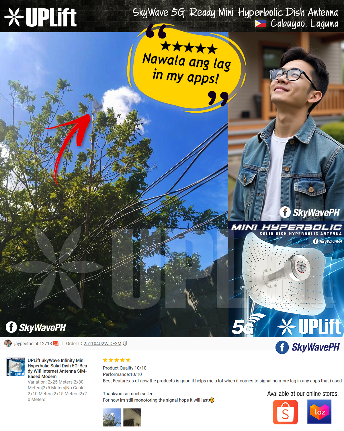 UPLift SkyWave Infinity Mini Hyperbolic Solid Dish 5G-Ready Wifi ...