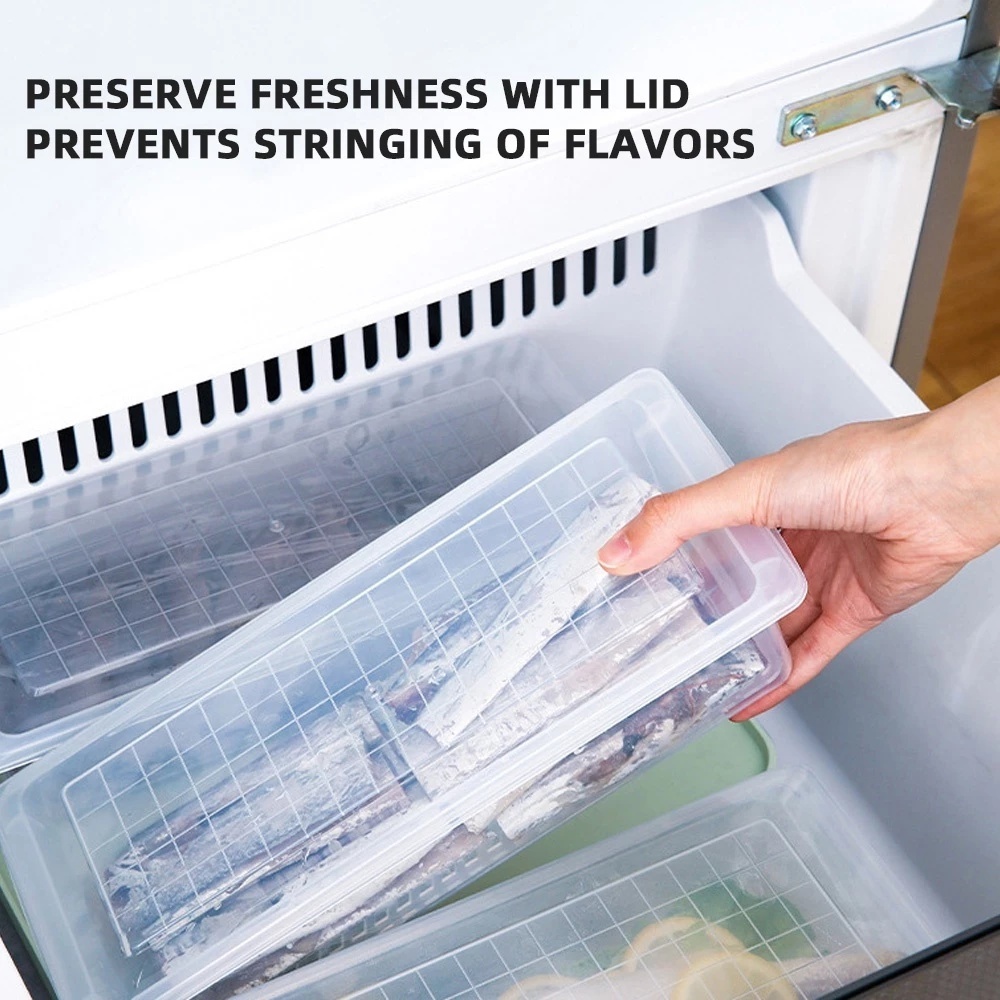 （COD） Large Refrigerator Food Storage Box Drain Fridge Organizer for ...