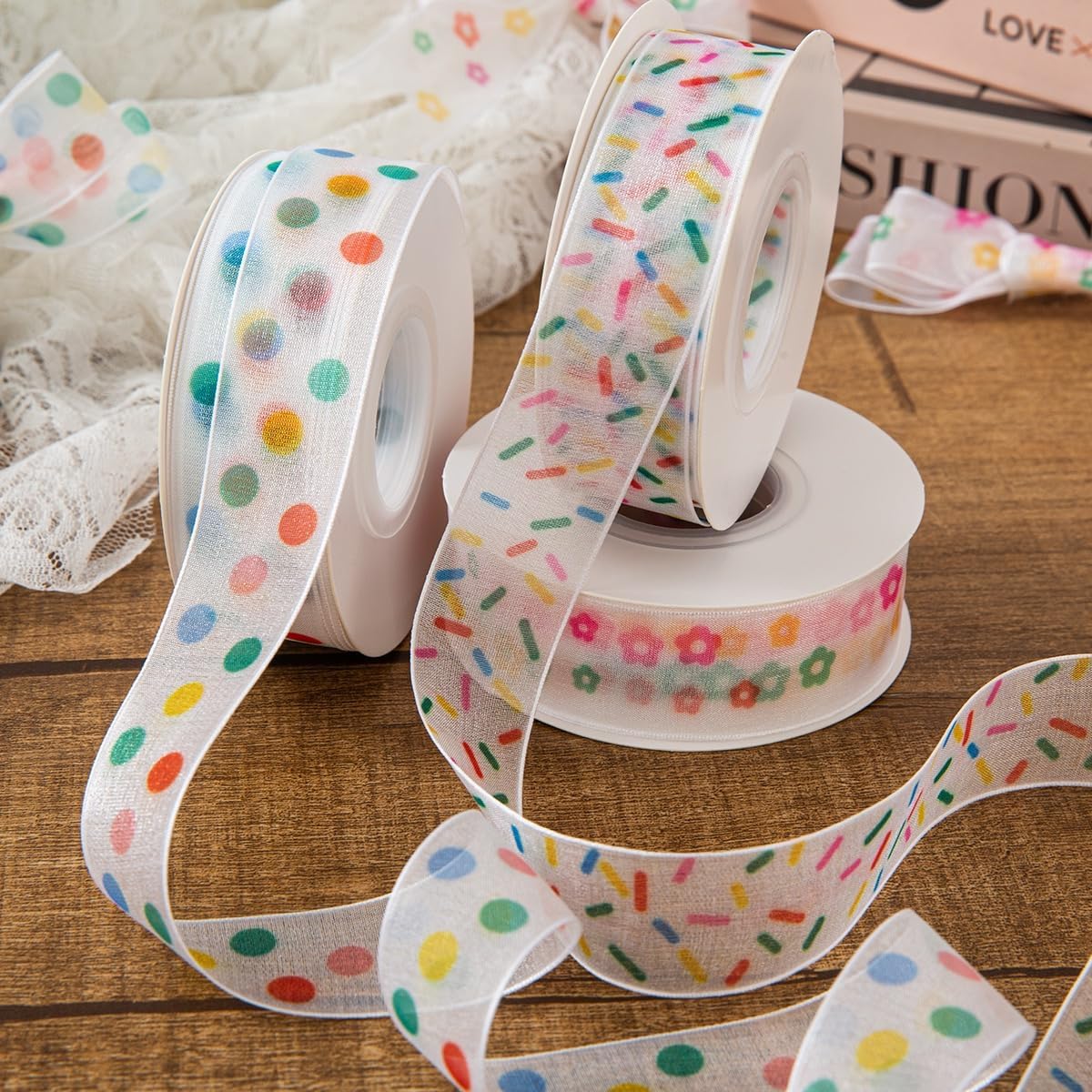 Super Cute Sheer Ribbon,Colorful Korean Ribbons,for Bouquet,Hair Bow ...