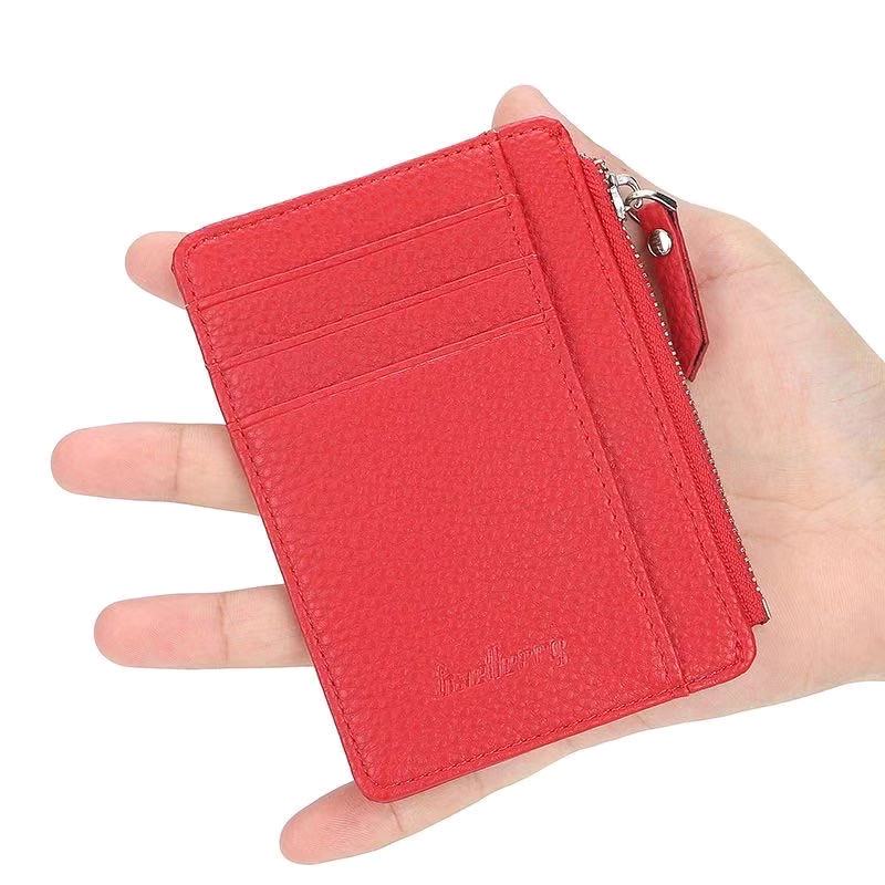 HYM SHOP#8020 Unisex Slim Card Holder Wallet w/Zipper Coin Pocket ...