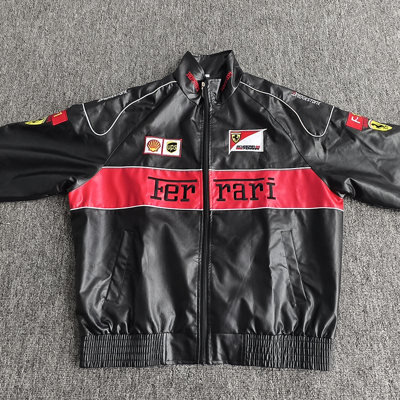 Panda Ferrari Jacket Retro Outdoor Cycling Jackets F1 Embroidery Jersey ...