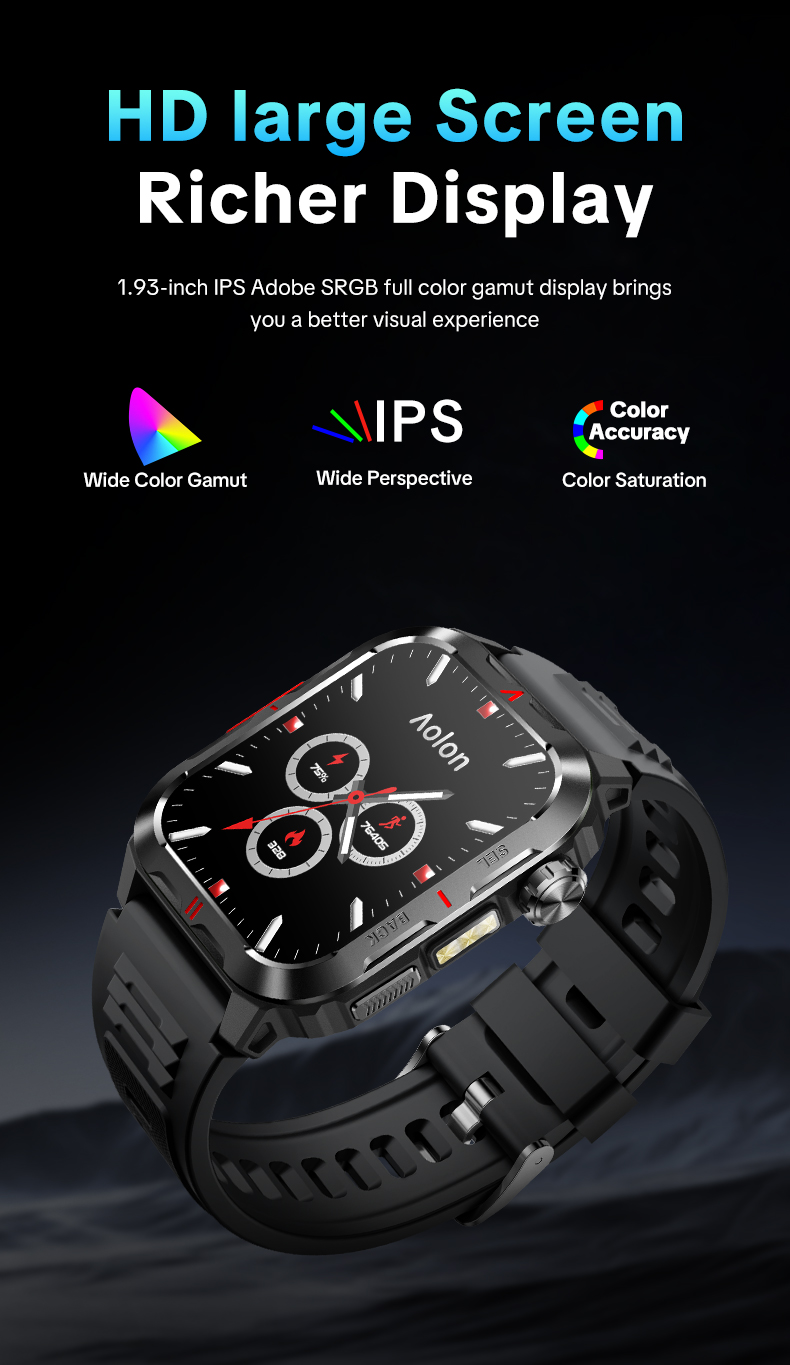 Aolon Tetra S5 Smart Watch men Compass 1 ATM Read WA Flashlight Long ...