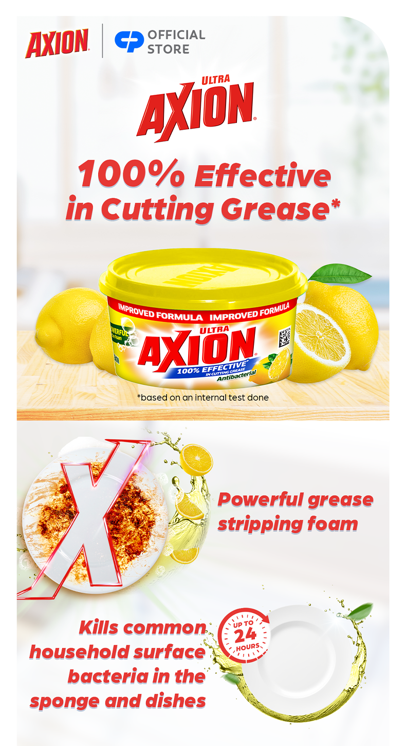 Axion Lemon Antibacterial Dishwashing Paste with Triple Active Power ...
