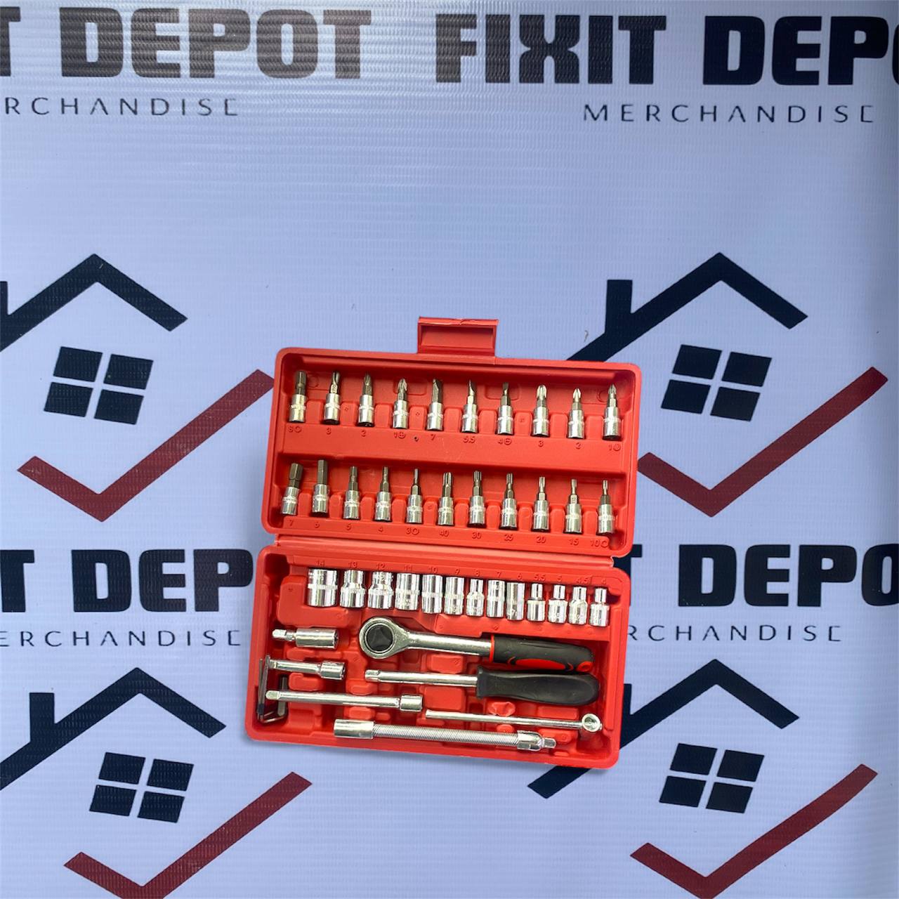 46-Piece Socket Wrench Set with Ratchet, Extensions & Bits in Durable ...