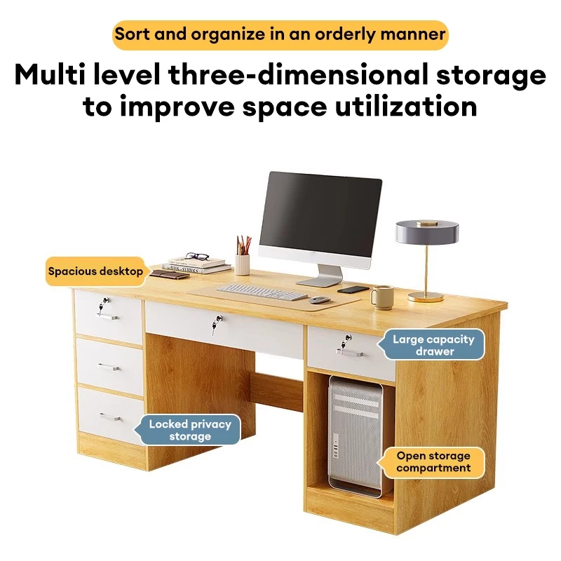 Desk with lock home computer table120/140CM desktop Work table with ...