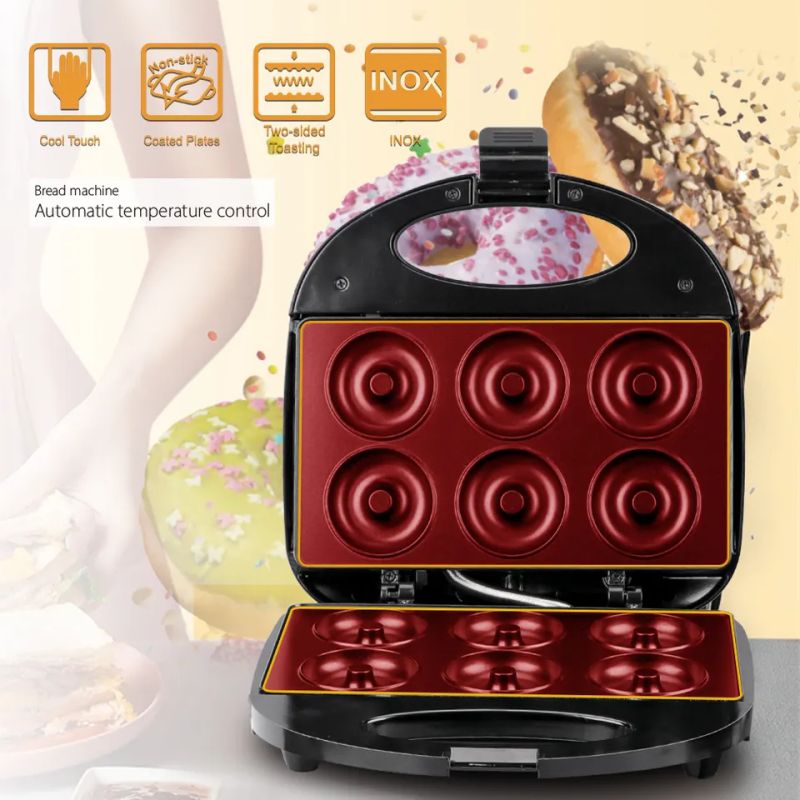 6 Holes Donut Maker Mini Donut Machine Sandwich Maker Breakfast Maker ...