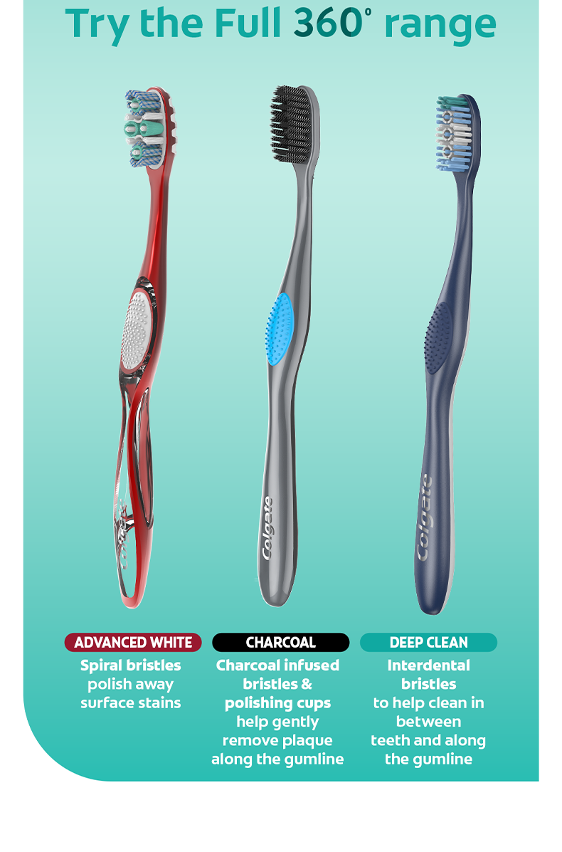 Colgate 360° Toothbrush with Polishing Cups Whole Mouth Clean, Soft ...