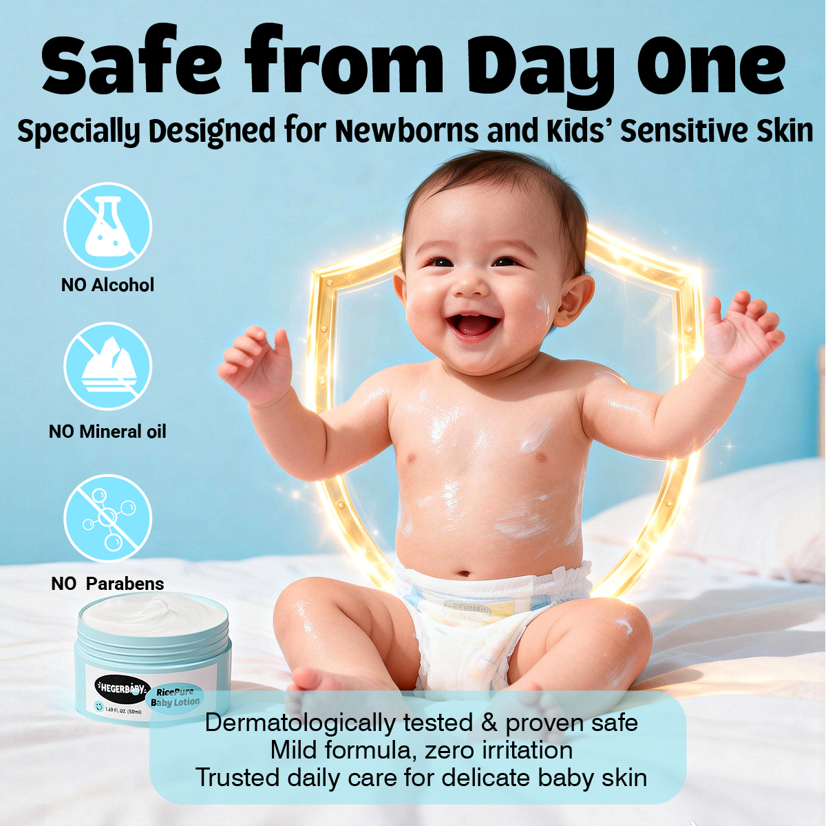Hegerbaby Ricepure Baby Lotion - Relieves Prickly Heat Rash Gentle ...