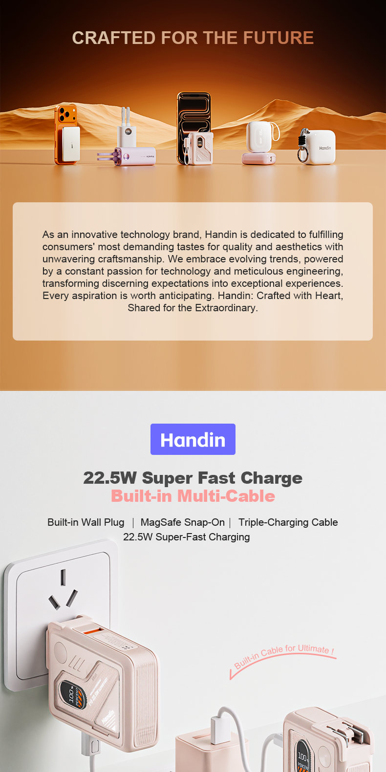 Handin 30000mAh Magnetic Powerbank Fast Charging PD 35W DUAL Built in ...