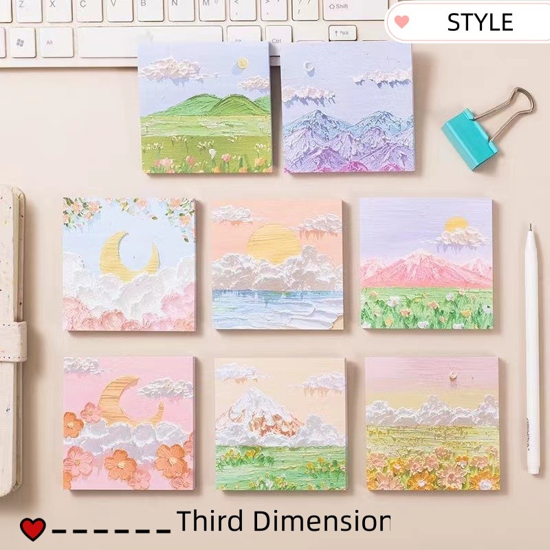 80 pcs oil painting notepad landscape three-dimensional Charming loose ...
