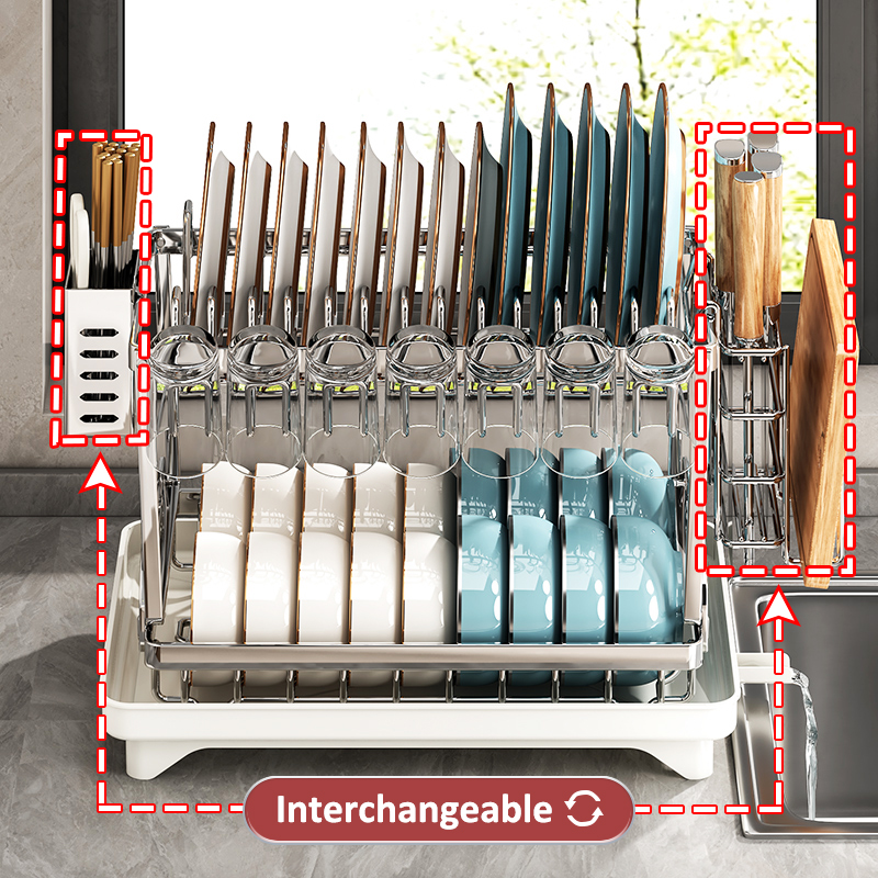 GSlife 2/3 Tiers Dish Drying Rack Stainless Steel Kitchen Organizer ...