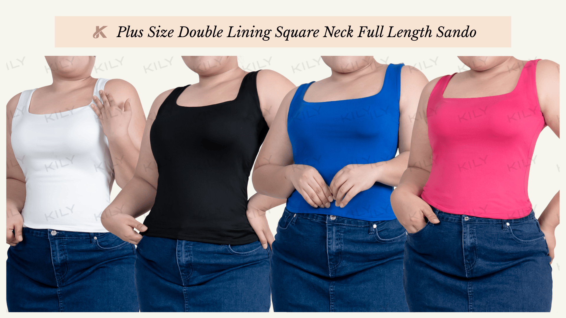 Buy 1 Take 2 = 3 KILY.PH Plus Size Double Lining Square Neck Full ...