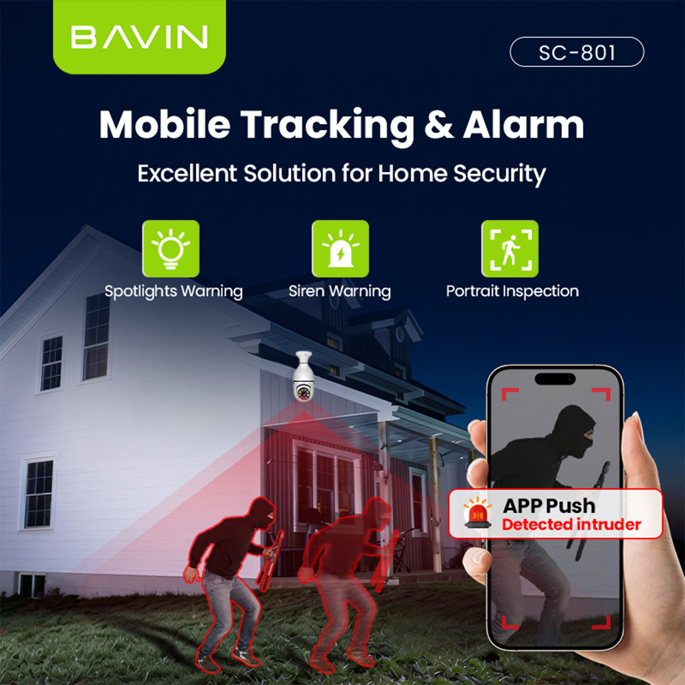 BAVIN SC801 Smart Security Lens Bulb CCTV Camera 3MP WiFi Camera w ...
