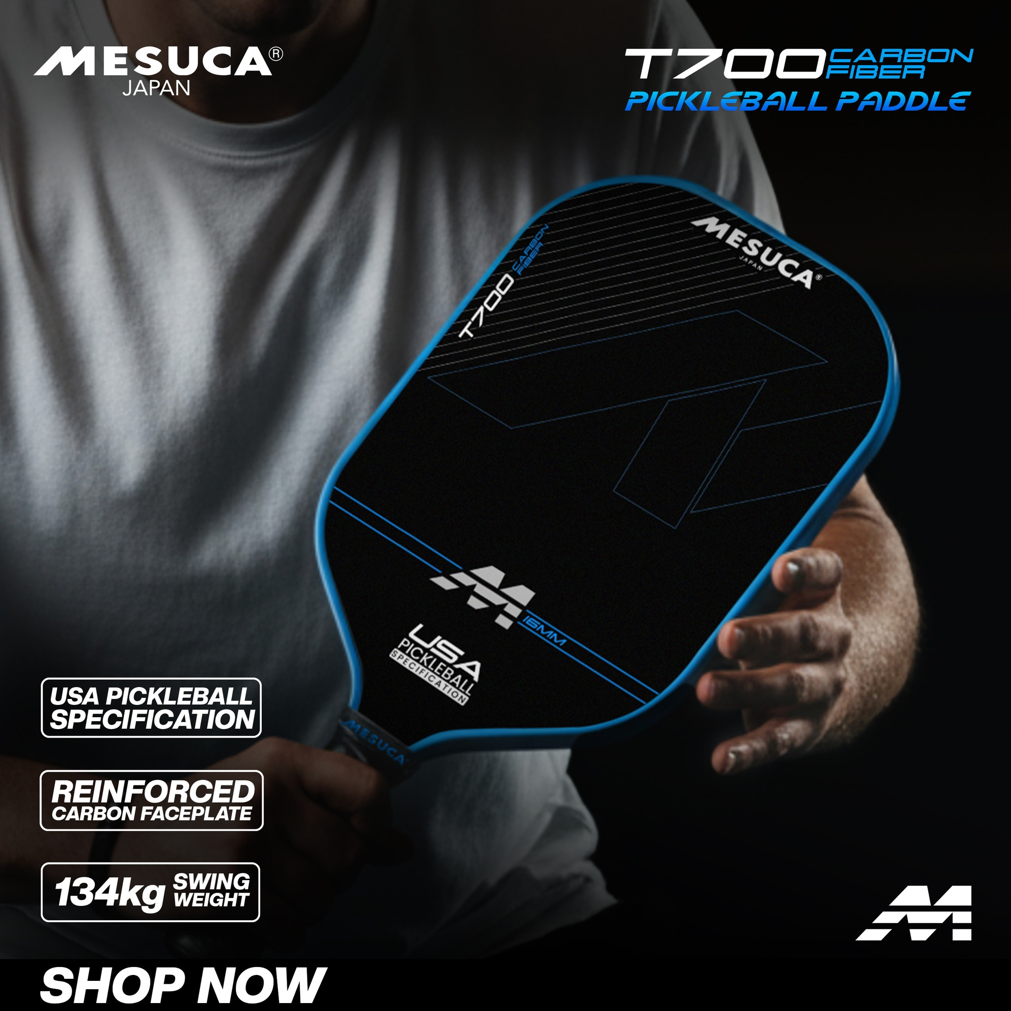 Mesuca Japan Sports Carbon Fiber Pickleball Paddle 16mm Pro Racket MES ...