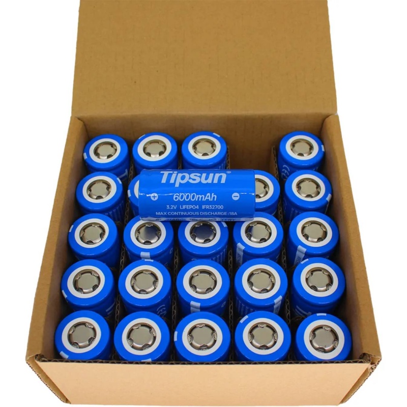 Tipsun battery 32650 / 32700 6000mAh 3.2V Cell Flat head rechargeable ...