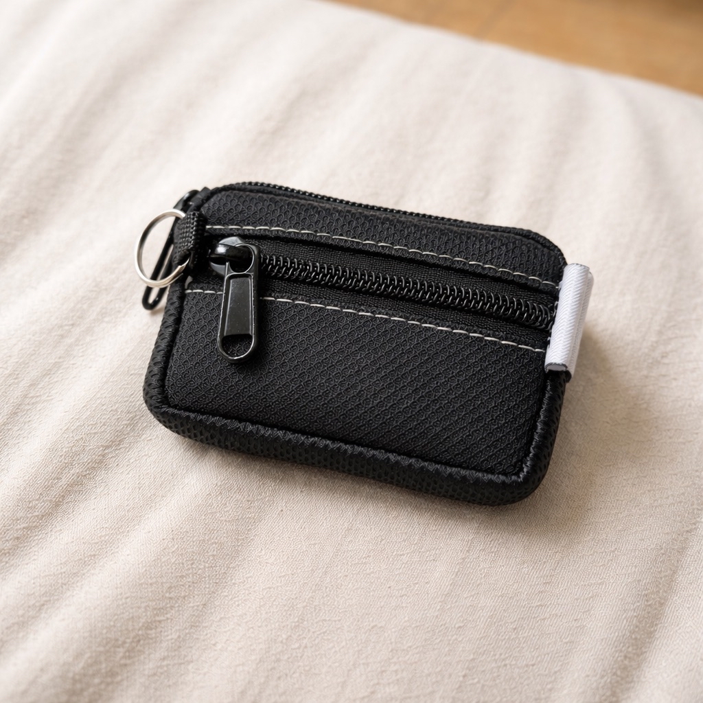 JAGA Compact Size Leather Coin Purse Unisex with Zipper Closure and Key ...