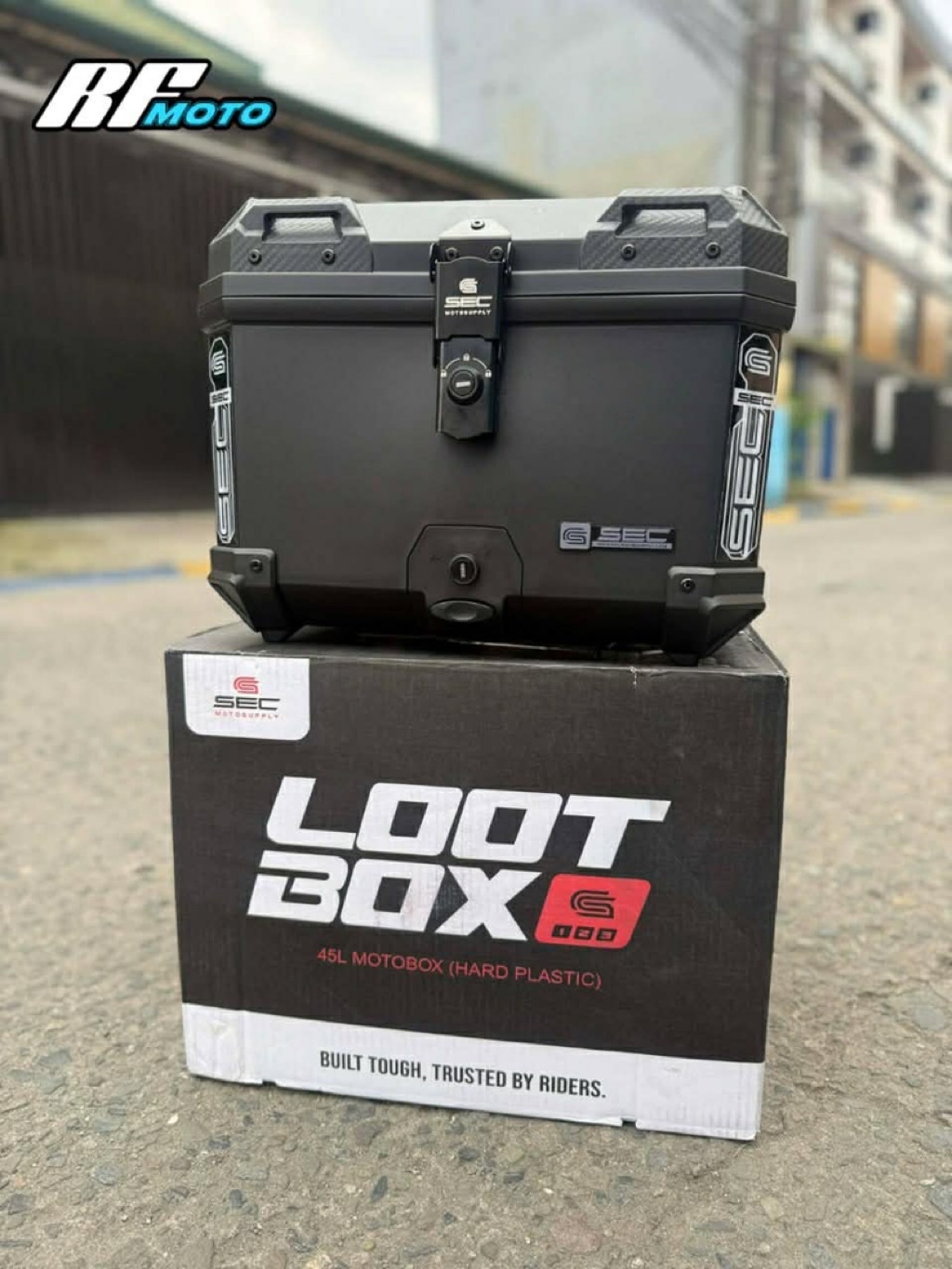SEC LOOT BOX 45L HARD PLASTIC DUAL LOCK TOP BOX WITH METAL BASE PLATE ...
