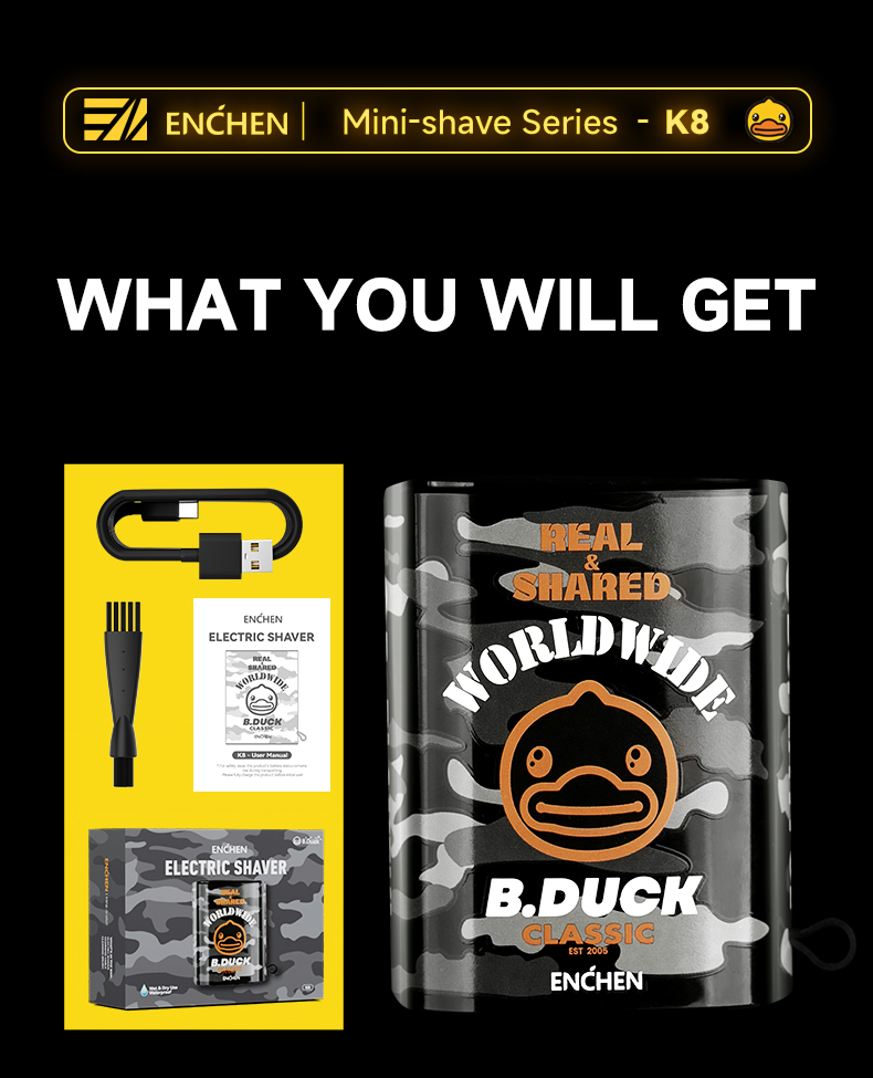 Enchen x B.Duck K8 Mini Electric Shaver For Men With Pop Up Blade ...