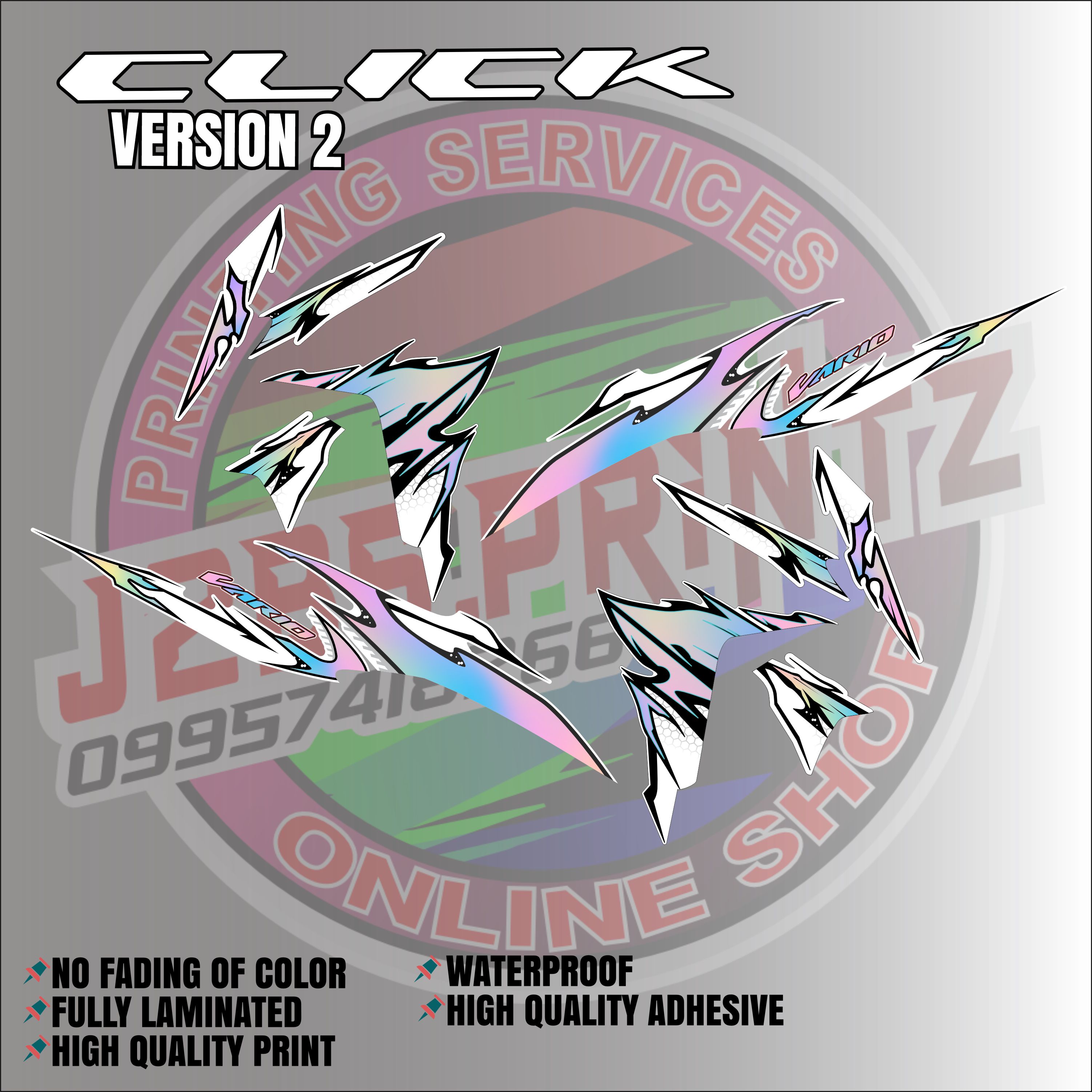 DECALS STICKER FOR CLICK 125/150 V2 HOLOGRAPHIC AND NON HOLOGRAOHIC HIG ...