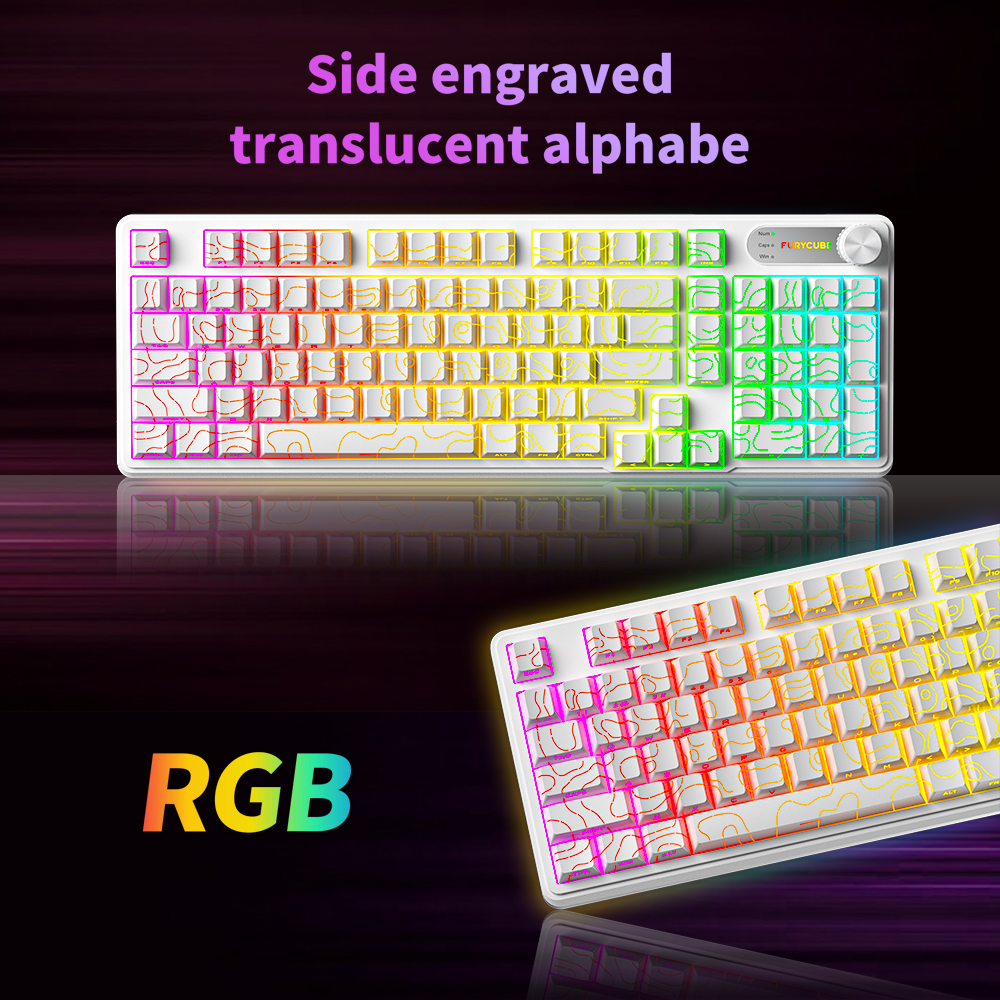 FURYCUBE IP98 Membrane Keyboard with Smart Knob RGB Lighting Mechanical ...