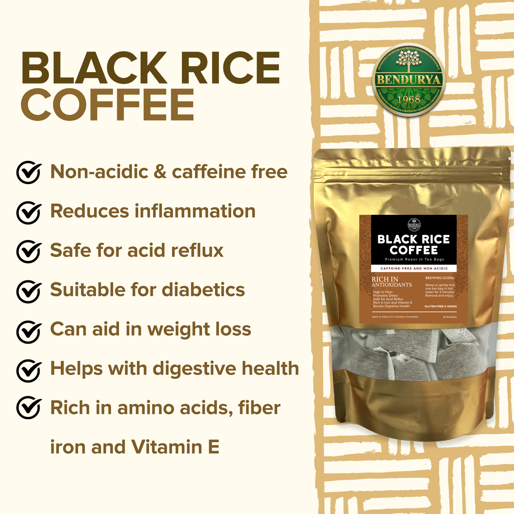 Bendurya All Natural Black Rice Coffee Premium Roast (400g) | Shopee ...