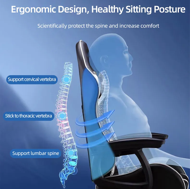 Leather Gaming Chair Ergonomic Office Chair With Foot Rest Lifting ...