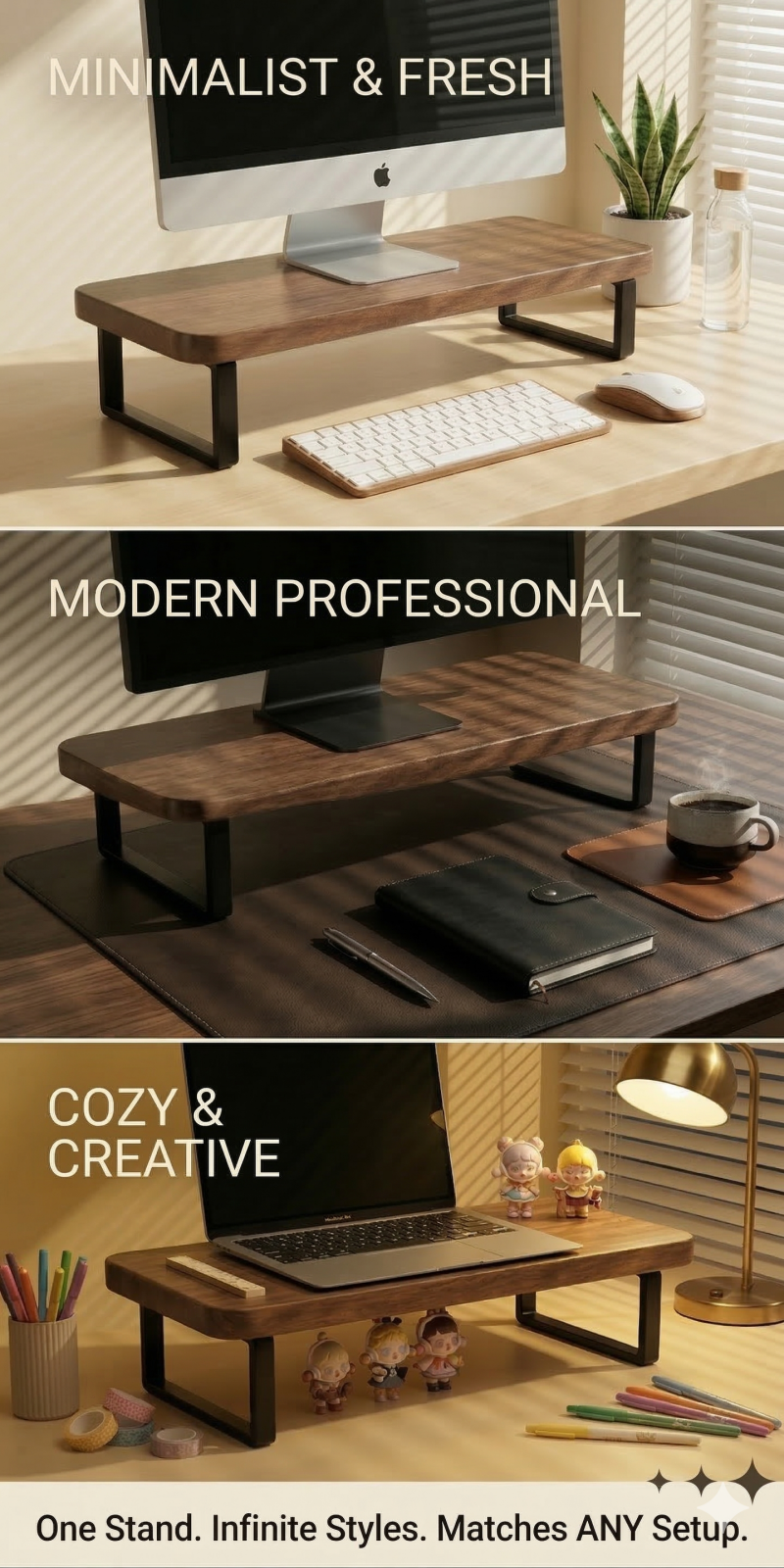 Computer Riser Ergonomic Monitor Stand Wood Computer Riser Desktop ...