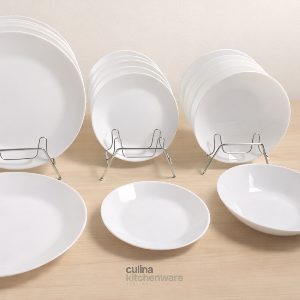 Arcopal Zelie White 18Pcs Opal Glass Dinner Set for Home Dining and ...