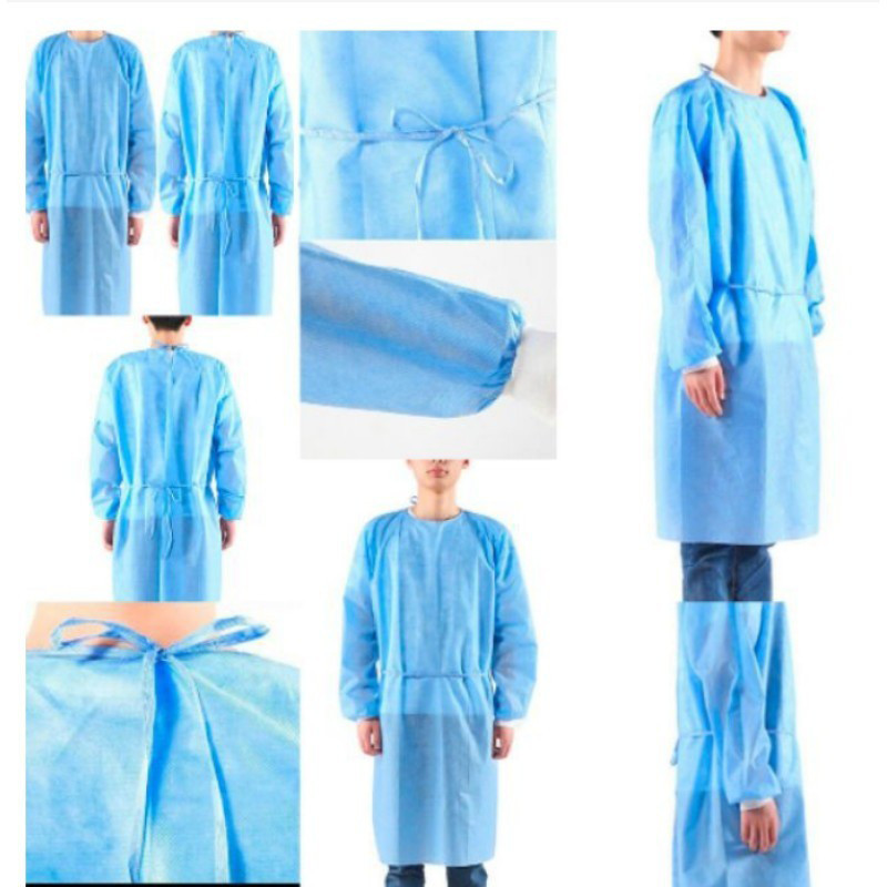 10/50PCS Isolation Gown Suit Blue WaterProof Disposable PPE Non Woven ...