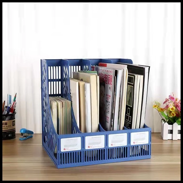 CQW.NO1 Magazin&Document File Organizer Holder Rack Blue 4 Divider ...