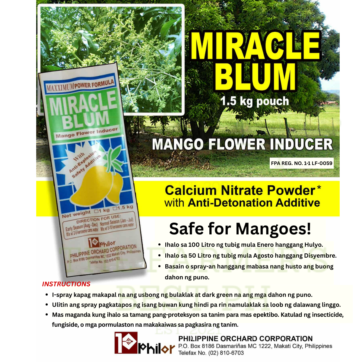 Miracle Blum Mango Foliar Flower Inducer 1.5 kg Calcium Nitrate Powder ...