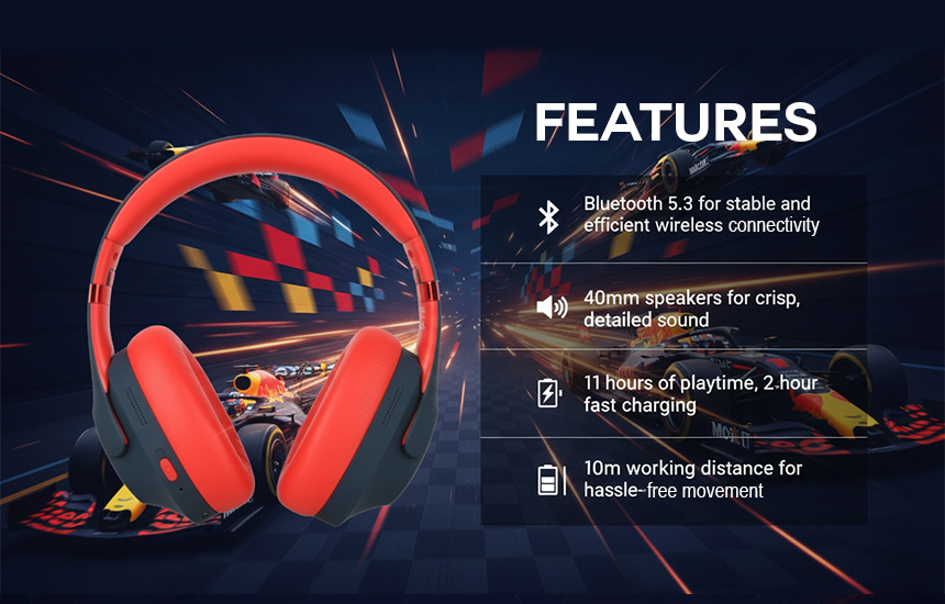 Oracle Red Bull Racing 130 Bluetooth Foldable Headphones By Spoyl Store ...