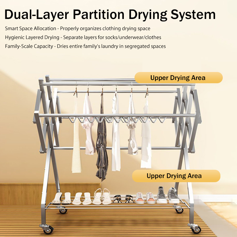 SPACEMADER Foldable Sampayan Multi-rod Stainless Steel Clothes Rack ...