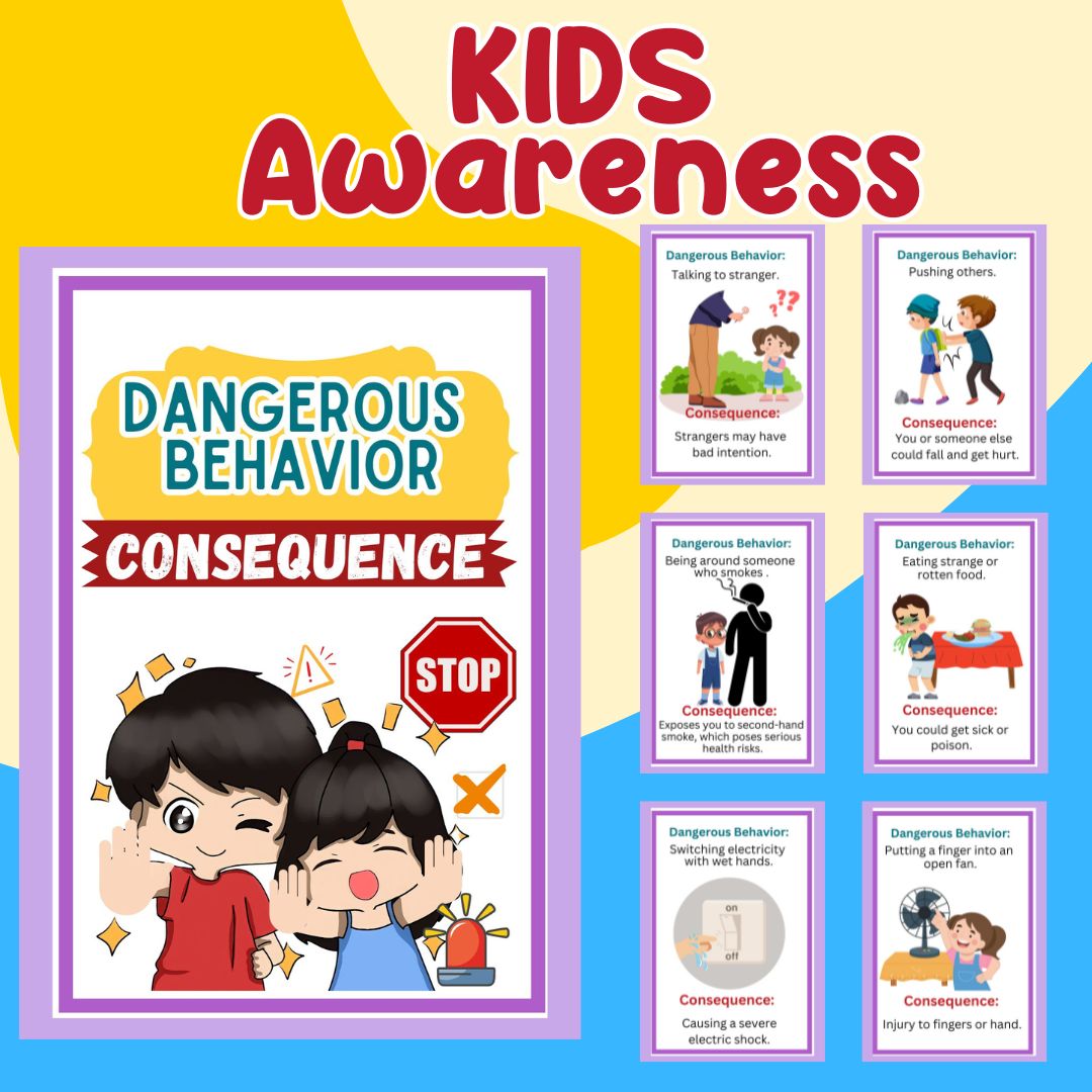 Dangerous Behavior Flashcards – Learning Safety & Consequences for Kids ...